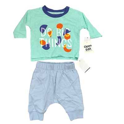 Open Edit Baby Set Size 3 Months 2 Pc Graphic Tee and Pants Outfit Do Big Things