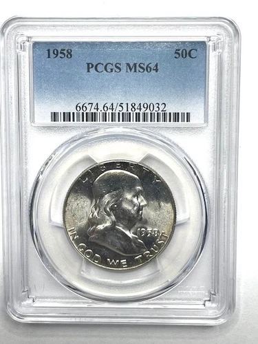 1958 Franklin Half Dollar PCGS MS64 Uncirculated 90% Silver US Coin-Collectible