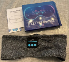 SLEEP MASK HEADPHONES HEADBAND GYM JOGGING WIRELESS BLUETOOTH STEEL HEATHER GRAY