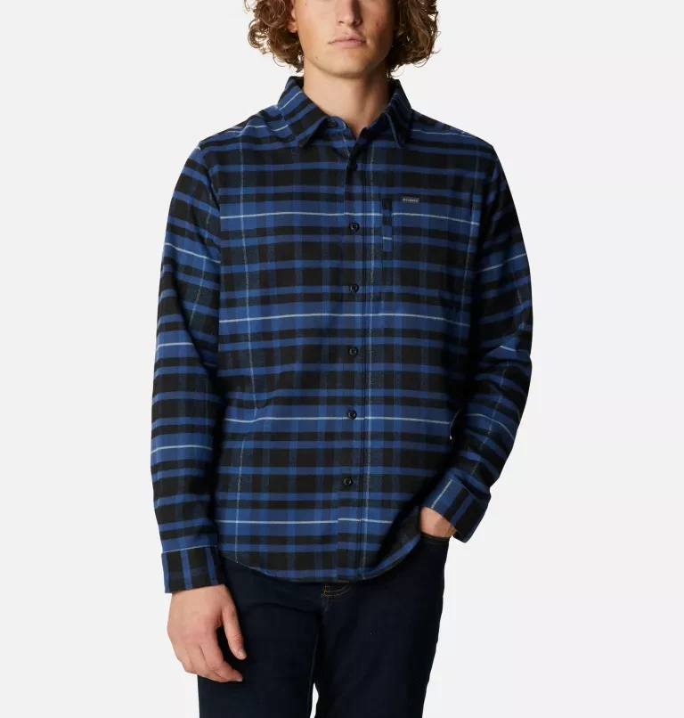 Columbia Mens Outdoor Elements II Flannel Button Down Shirt Blue Plaid Large