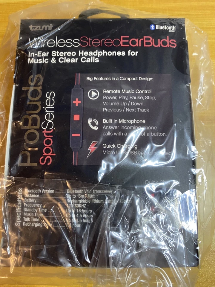 Auriculares estéreo inalámbricos HD Tzumi. Micrófono incorporado. Hasta 4,5 horas Tiempo de juego. Foto 2 de 3