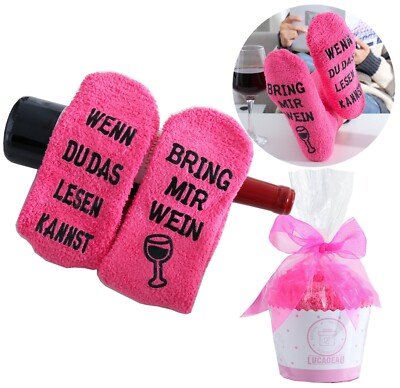 Wein Socken mit Spruch, bring mir Wein Socken, Kuschelsocken,Geschenk für Frauen