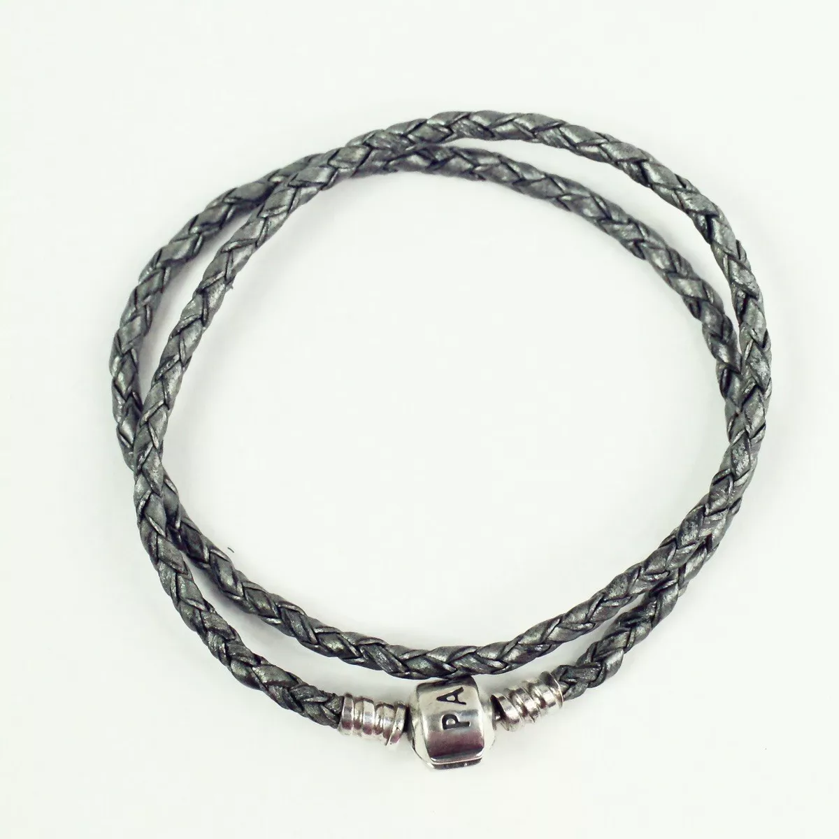 GENUINE STERLING SILVER Pandora Brown Double Wrap Leather Bracelet 38CM  +Pouch £26.99 - PicClick UK