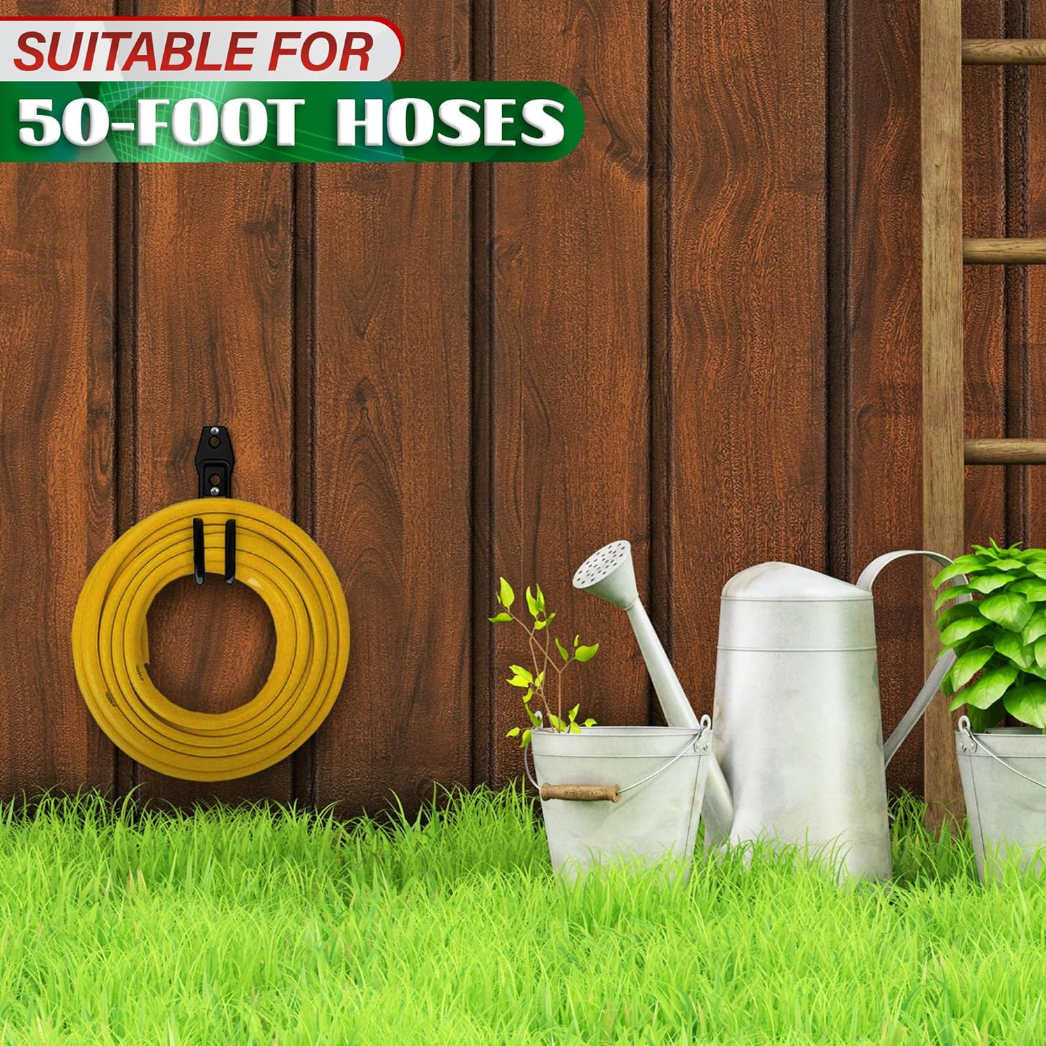 Wall Mounted Garden Hose Hangers: Heavy Duty Black Hooks for Outside. Organizer