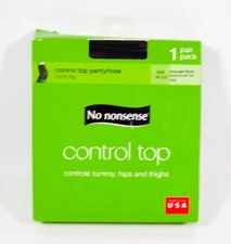 No Nonsense Control Top Comfort 89Q MIDNIGHT BLACK Pantyhose 1 pair Size PLUS