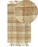 Teppich Jute NatüRlich Beige 80 X 150 Cm Fransen Geometrisches Muster Berissa