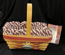 Longaberger Basket Sweetheart Sweet Treats Red 1997 z czerwoną wkładką, Protector & Tie-On