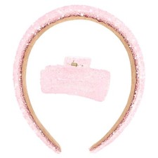 Pink Headbands for Women Girls Sequin Headband Hair Clips Shiny Fashion Women...