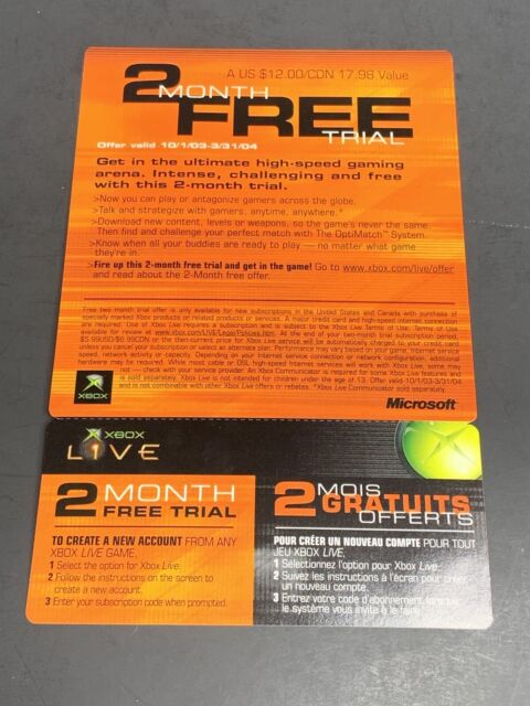 RARE 2003/2004 Expired Unused/Unscratched ORIGINAL XBOX Live 2 Month Free Trial RARE 2003/2004 Expired Unused/Unscratched ORIGINAL XBOX Live 2 Month Free Trial