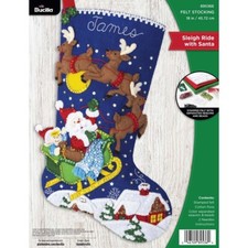 Bucilla Felt Stocking Applique Kit 18" Long Santa's Sleigh Ride 89536E