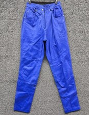 Vintage Wilsons Leather Pants Women's 14 Fits 28x33 Blue Soft 80s 90s Mom Rare