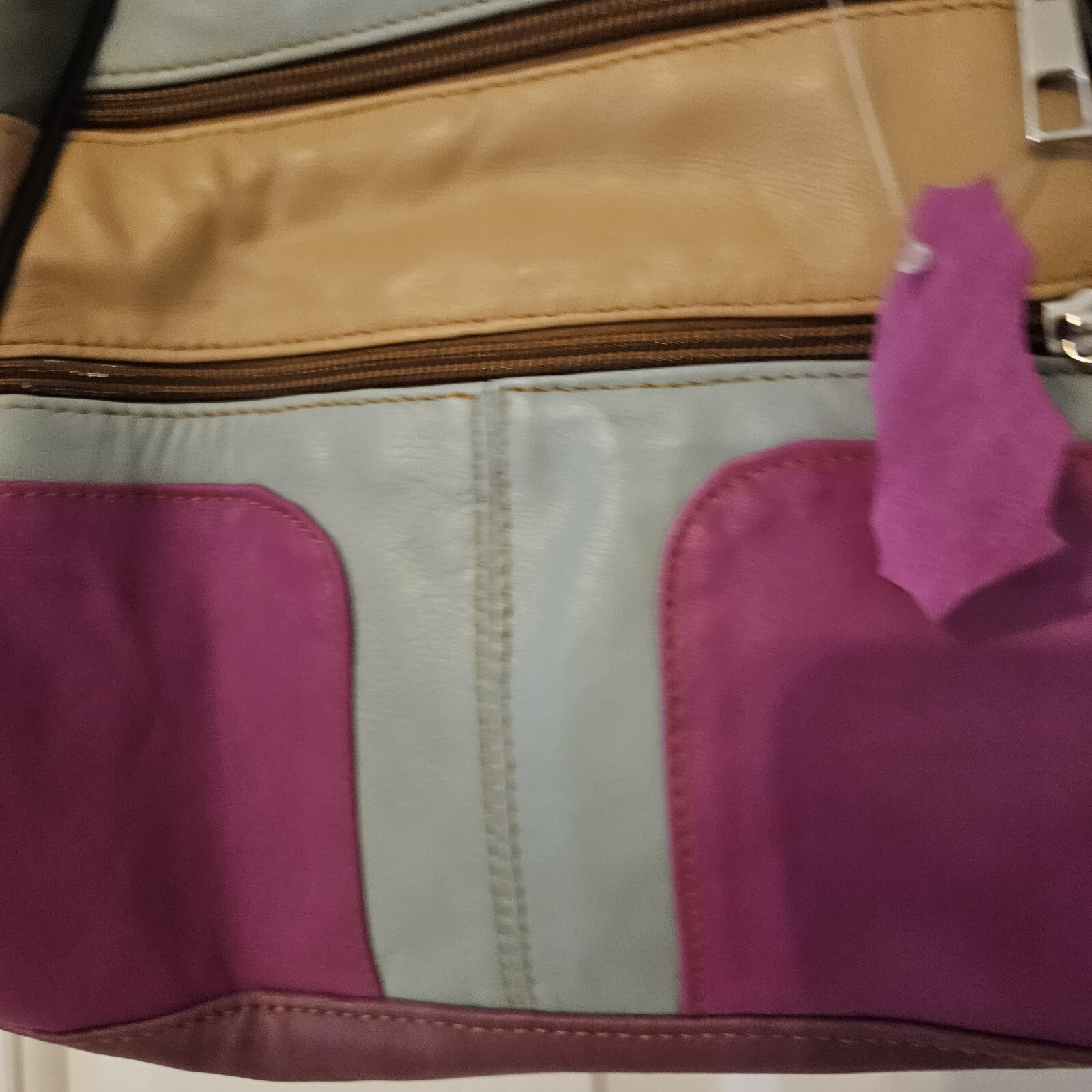 Boho  Leather Backpack Soft Patchwork Lamb Leathe… - image 5