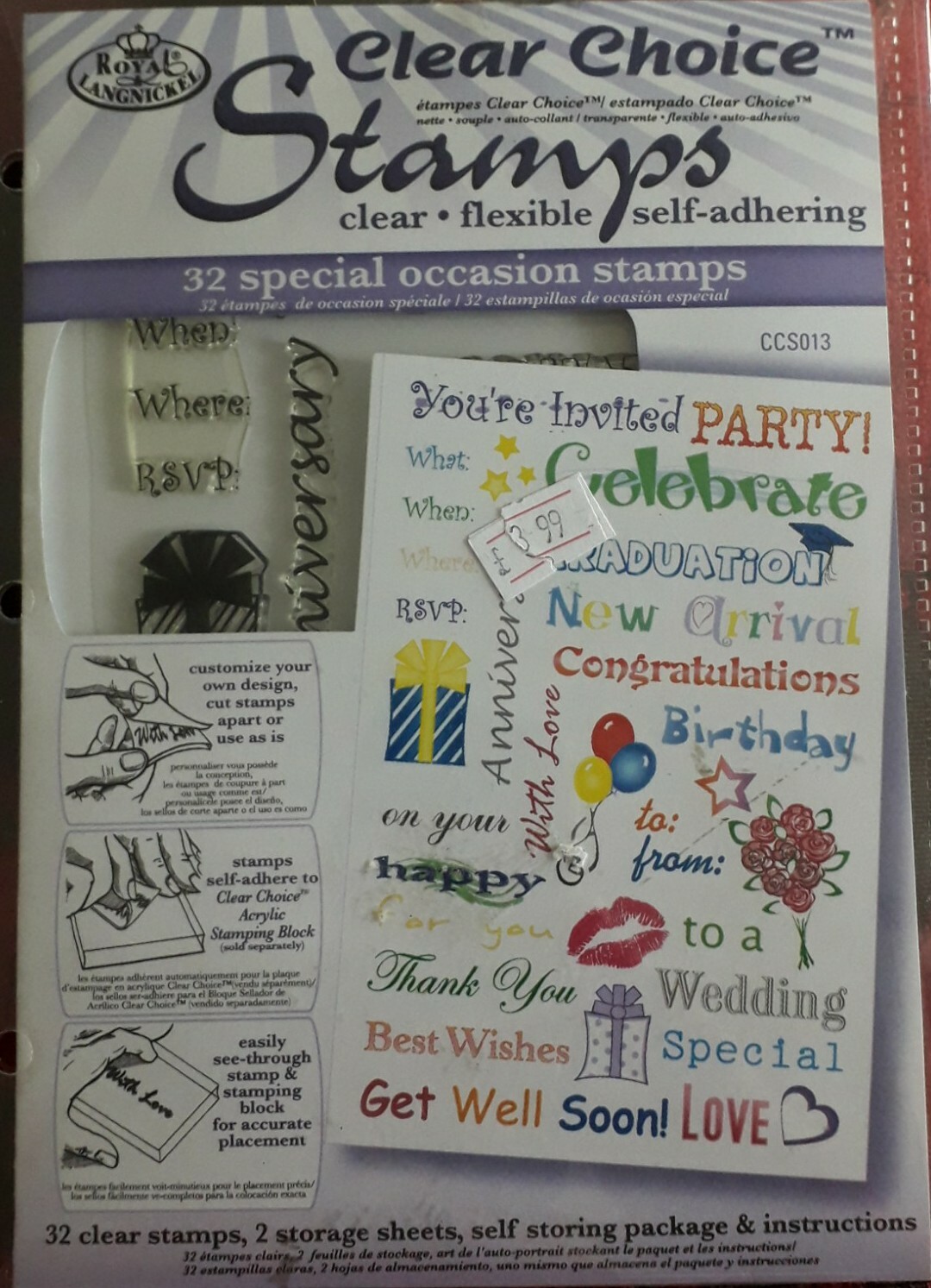 Clear Choice Rubber Stamps 32 Special Occasion Themed Stamps CCS013. Brand new