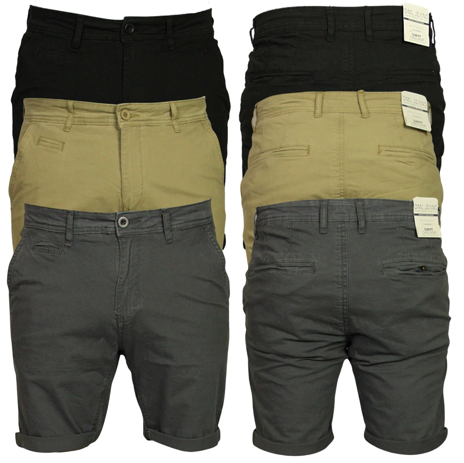 Mens DML Slim Fit Chino Shorts In Grey Stone Black Cotton Summer Sizes 28 To 40
Opens in a new windo