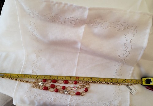 Collar estilo babero de 3 hebras con piedra roja y transparente nuevo con etiquetas - Imagen 4 de 5