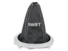 SCHALTMANSCHETTE FÜR SUZUKI SWIFT 05-10 SCHALTSACK LEDER STICKEREI FADEN WEISS