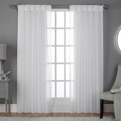 2x Sheer Curtain Pinch Pleat Drape Voile Window Panel White