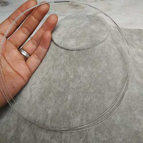 Drahtseil Collier 5-9Fach Stahlseil Omegareif Halsreif 45 50cm Kette Edelstahl - Bild 5 von 13