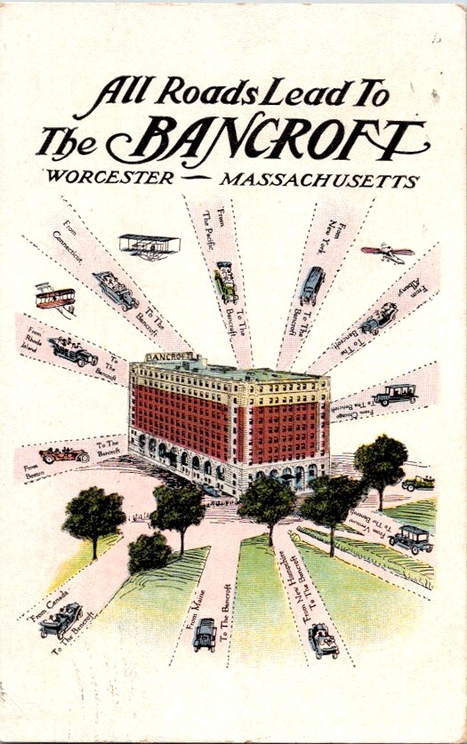 Vintage Postcard The Bancroft Hotel Worcester MA Massachusetts1916 P