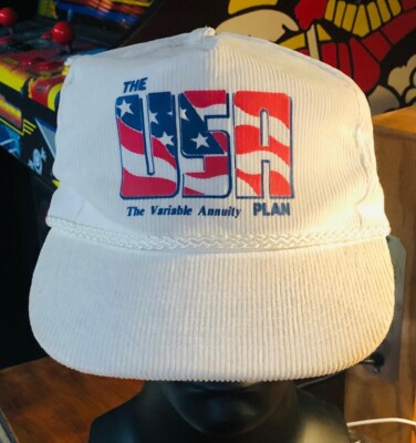 Vintage The USA Plan - Variable Annuity American Flag Rope Baseball Hat Cap #K