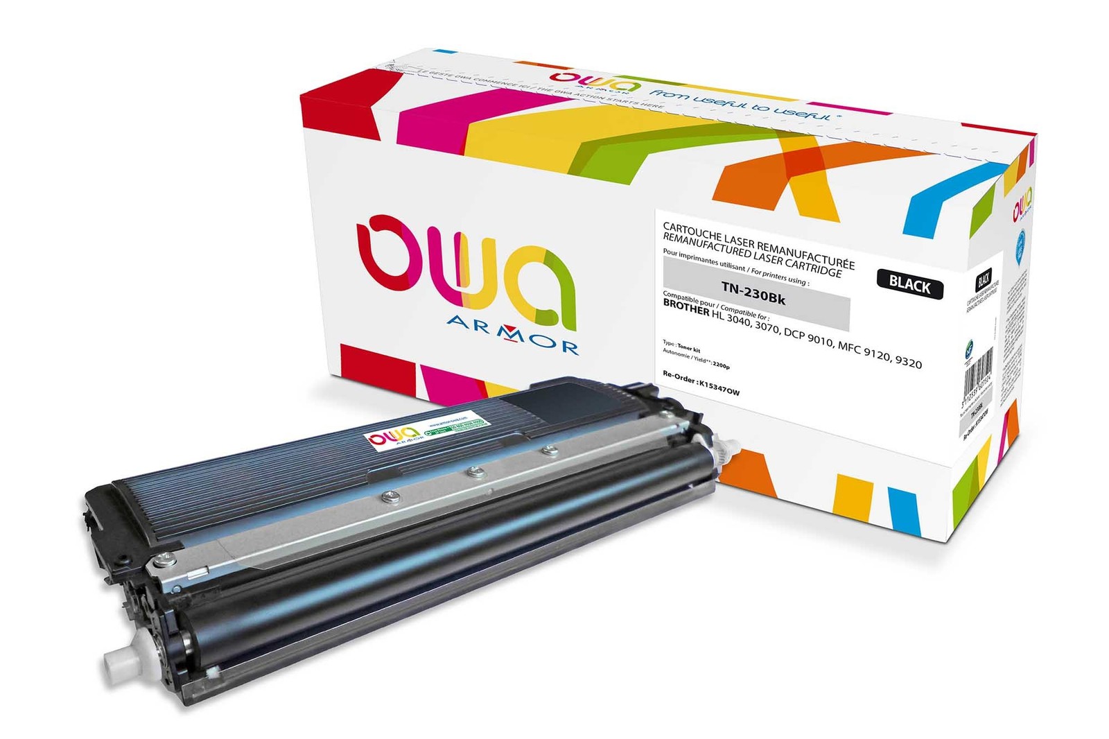 Toner laser remanufacturé noir Armor Owa K15347OW pour imprimante Brother TN230BK