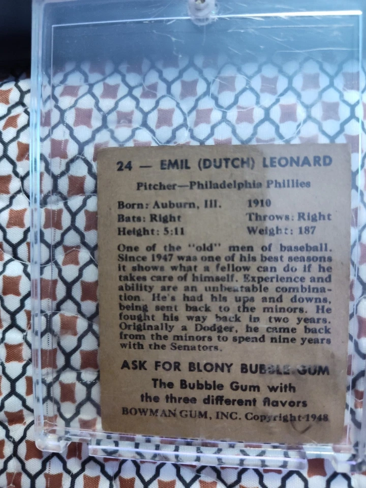 1948 Bowman - Dutch Leonard #24 (RC) - Image 2 of 2