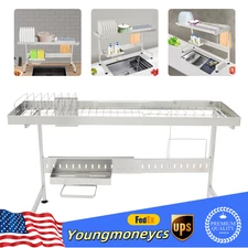 Silver Stainless Steel Modern Countertop Draining Rack Expandable 50kg Capacity