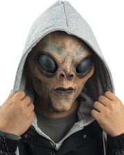 CreepyParty Alien Mask ET Dress Up Latex Full Head Scary Horror Medium, Brown