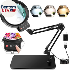 10X 30X Large Magnifying Glass with Light and Stand, 5-Inch Lighted Magnifier, 7