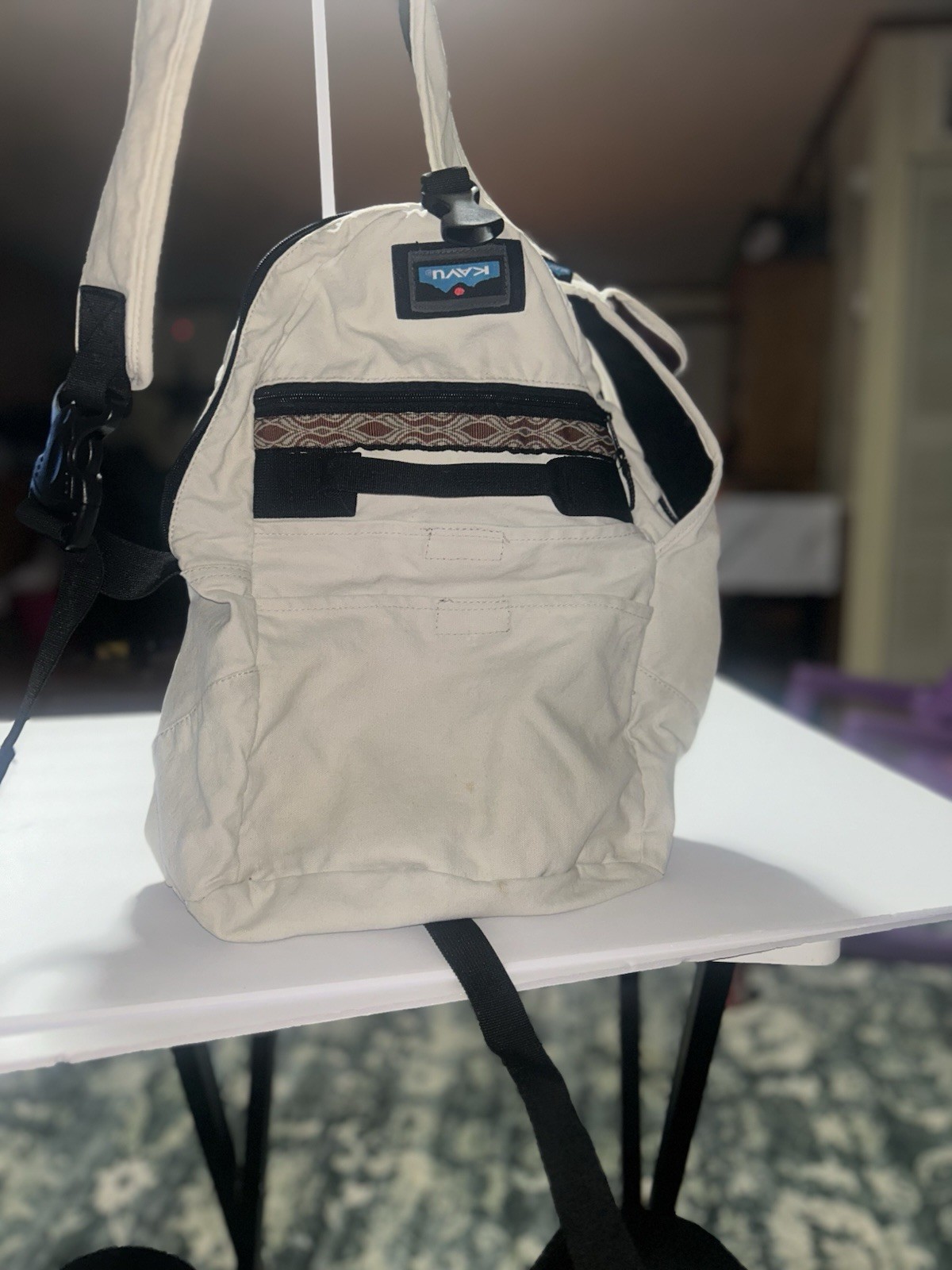 Kavu Off-White Backpack with Patterned Accent - image 1