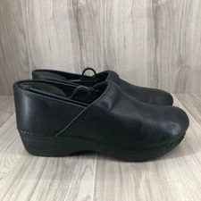 Dansko Clogs Womens EU 40 Black XP Leather Slip On Professional Shoes