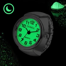 Luminous Elastic Finger Ring Quartz Watch Stretch Band Men Women Creative Gift