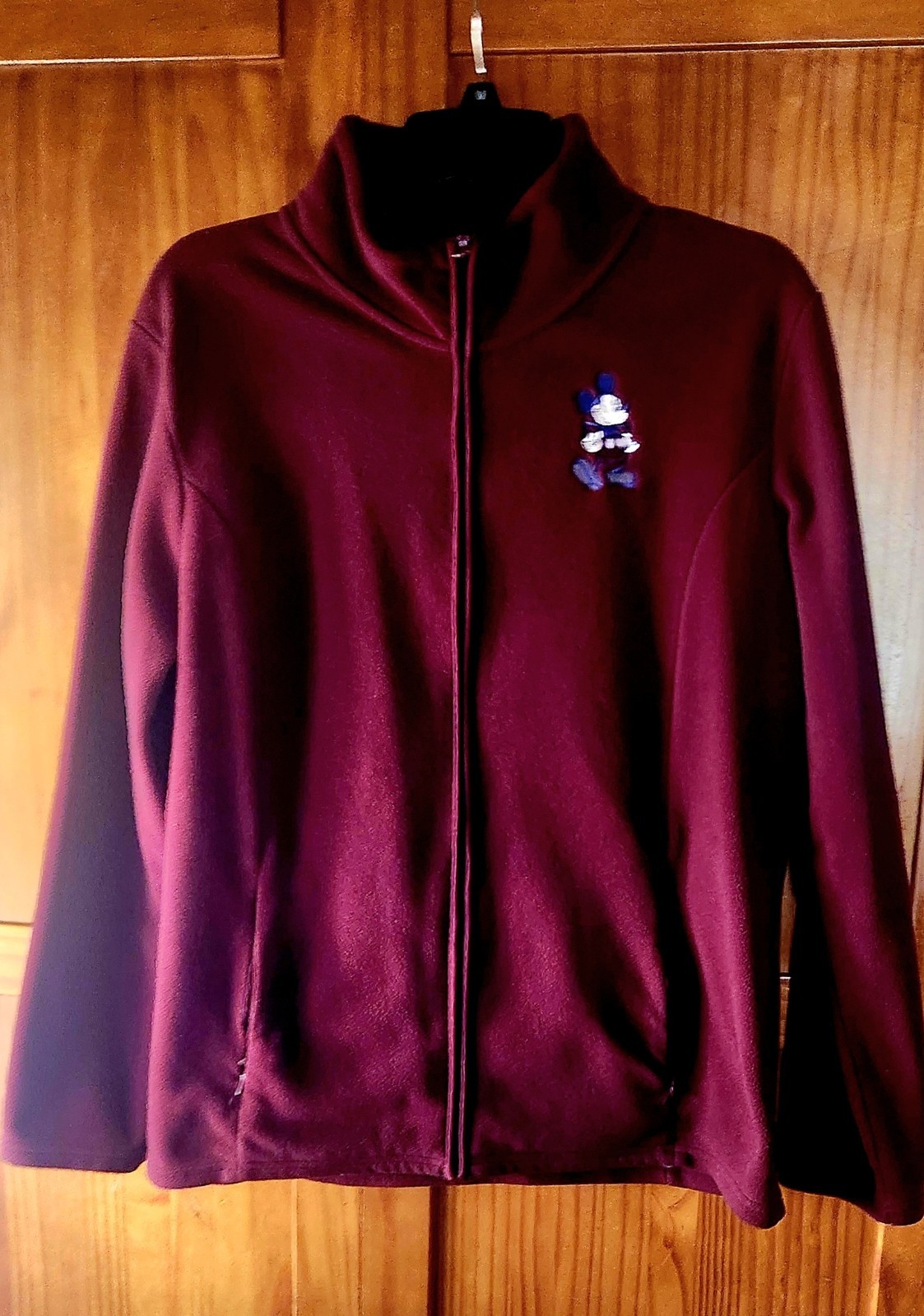 Disney Parks Walt Disney World Mickey Mouse Maroon Ladies L Fleece Jacket. image 3