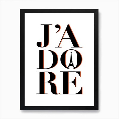 Jadore Paris Kunstdruck gerahmt Wand gerahmt Wandbild Poster Leinwanddruck Bild
