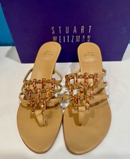 Stuart Weitzman Luxurious Jewel Caramel Kitten Heel Sandals Size 8M