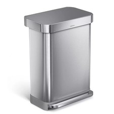 Image of simplehuman Rectangular Step Can Bin 55L in Brushed Stainless Steel - 5840-2-C-B