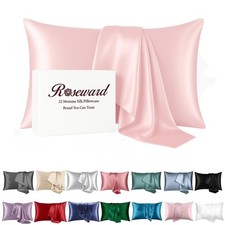 Pink Mulberry Silk Pillowcase Queen Size - 22 Momme Silk Pillow Case for Slee...
