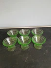 6-VTG Anchor Hocking Block Optic Green Uranium Glass Dessert/Sherbert Dishes