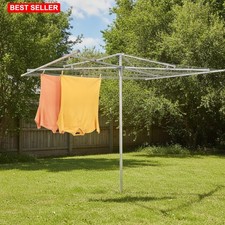 Rotary Clothesline Outdoor Umbrella Dryer 84 In Aluminum Silver 30 Lines Vinyl