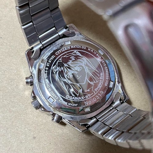 Citizen Evangelion Chronograph Watch Asuka Model w/Box - Picture 3 of 8