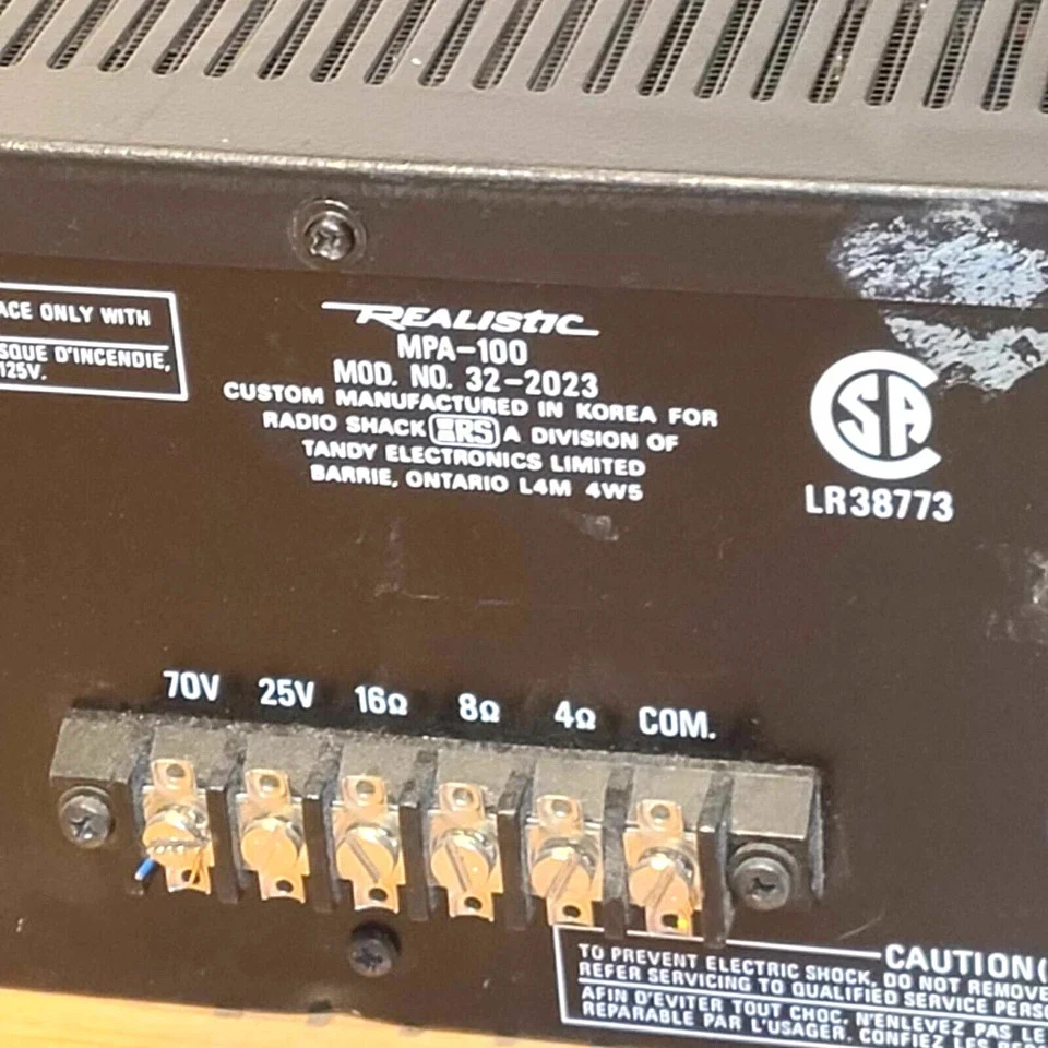 WORKING REALISTIC MPA-100 SOLID STATE PA PUBLIC ADDRESS AMPLIFIER 100 WATT AMP ^ - Image 3 of 4