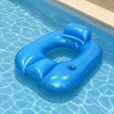 Inflatable Pool Lounger with Beverage Holder Holder Backrest Backrest for Adults