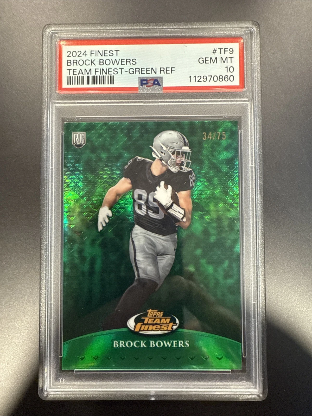 Brock Bowers Topps Finest Team Finest #TF9 Green Refractor