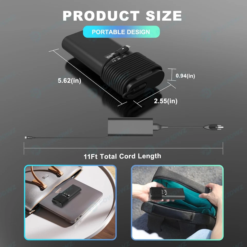 130W ETL USB Type C Laptop Charger Compatible with Dell XPS 15 17 9500 9510 9520 - Image 4 of 4