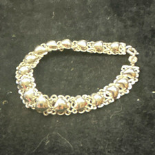 925 Sterling Silver Puffy Heart Link Bracelet...