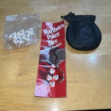 Vintage 1990 Marlboro Poker Dice With Leather Pouch Game Booklet Game Man Cave