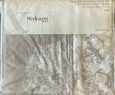 Style&Co Home Reversible Comforter Cover Set 1 Comforter Cover 1 Sham TWIN NEW
