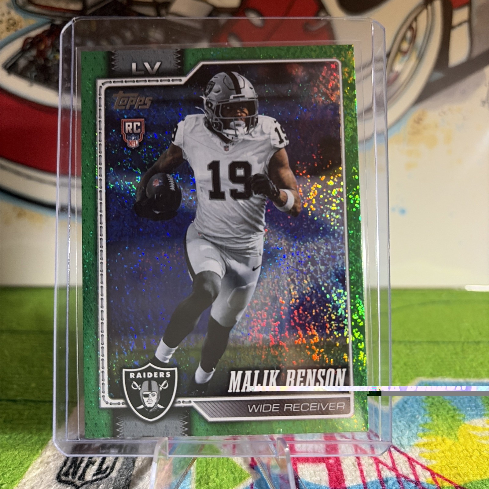 Malik Benson 2026 Topps Flagship Football Green Rainbow /99 Raiders RC #390