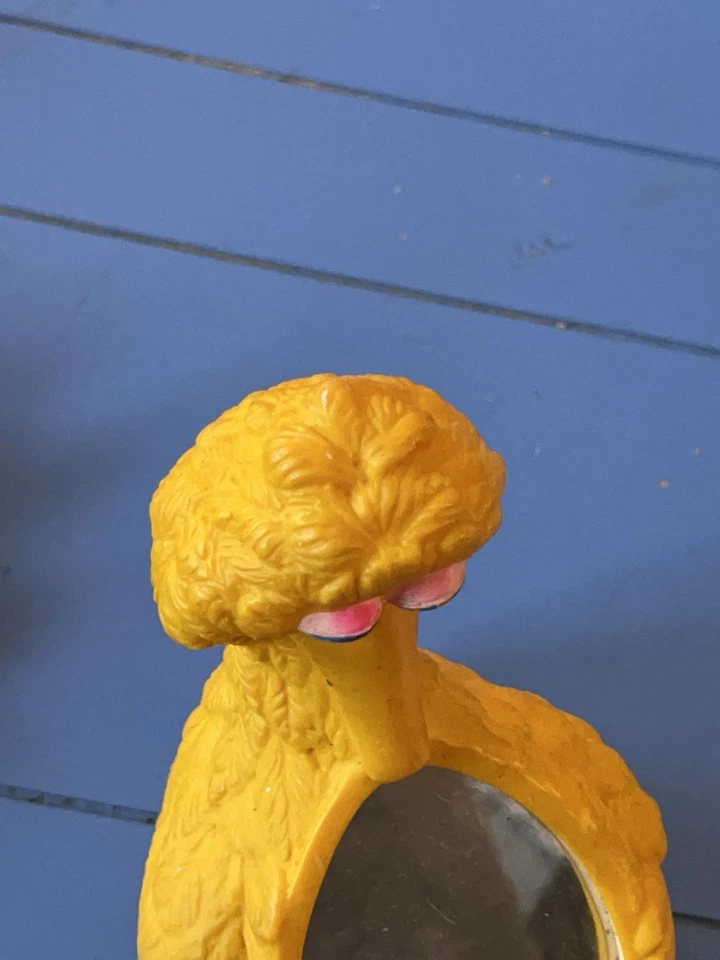 Espejo de juguete vintage Sesame Street Big Bird 1971 plástico moldeado bebé 8,5" Foto 2 de 4