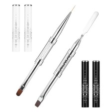 JJUNW 2 Pcs Double Ended Nail Builder Gel Brush, French Tip Black and White
